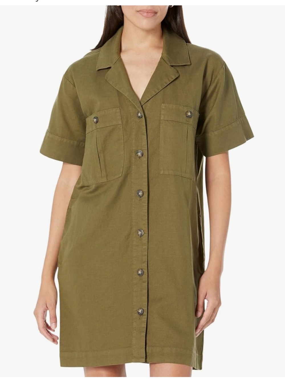 Faherty Palos Verdes Linen Blend Dress, olive green, size XS